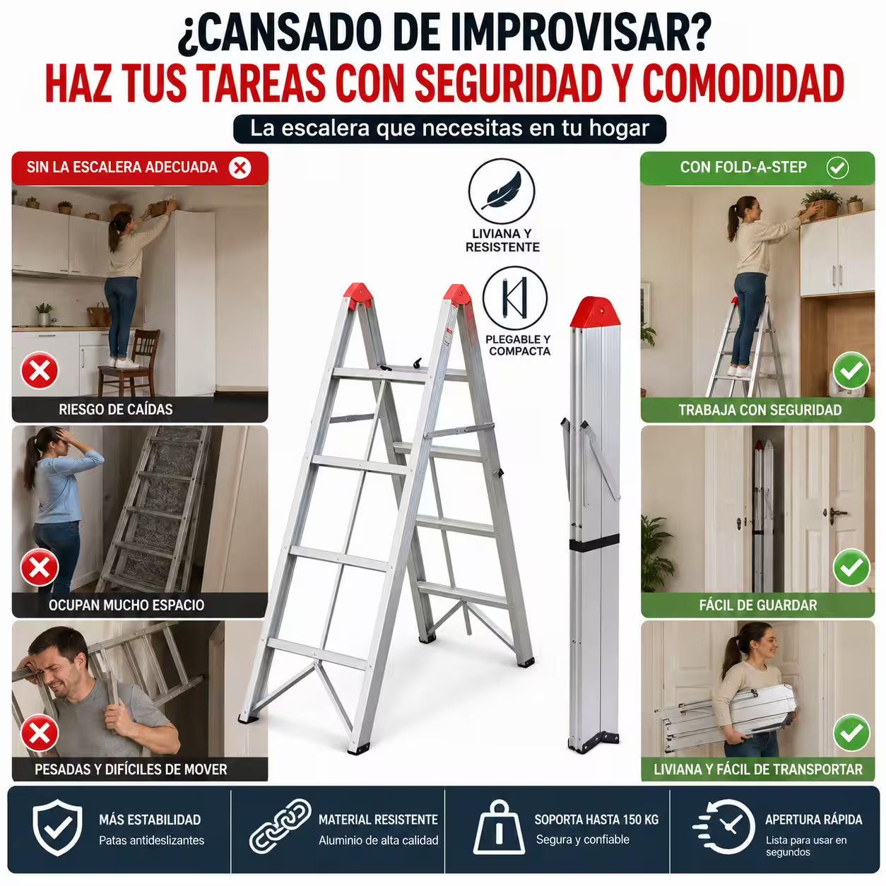 Escalera Plegable de 4 Escalonesb FoldStep Pro®