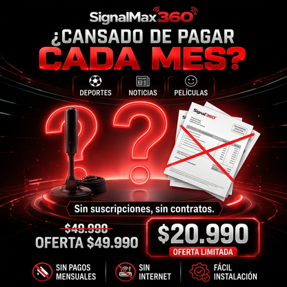 Antena TV Digital HD 4K SignalMax®  +3000 Canales!