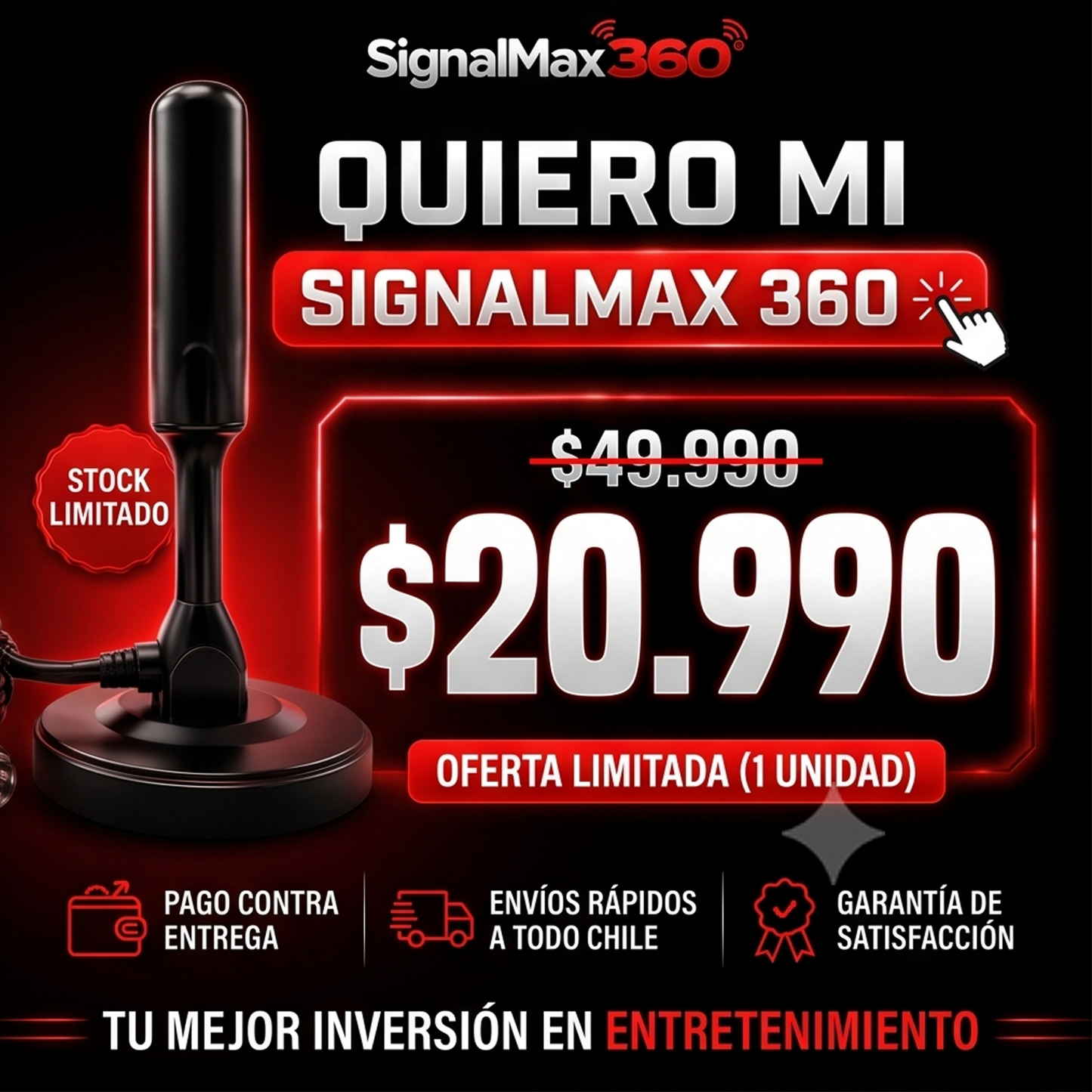 Antena TV Digital HD 4K SignalMax®  +3000 Canales!