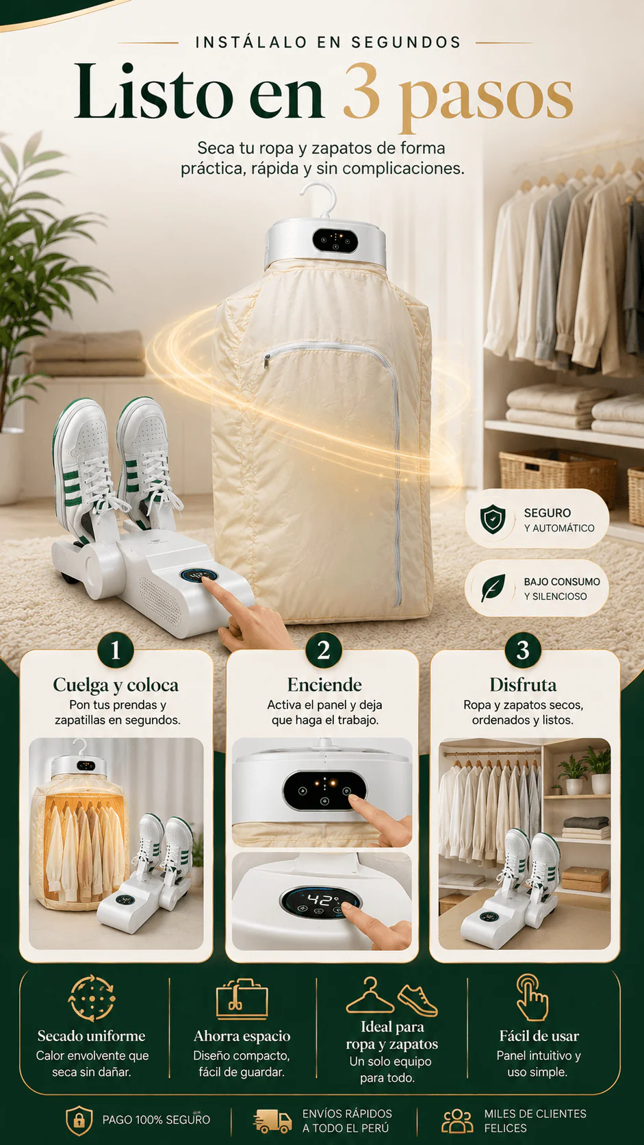 Pack Secadora Portátil para Ropa + Secador Eléctrico de Zapatos DryGo Duo®