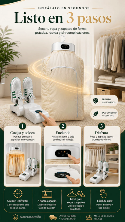 Pack Secadora Portátil para Ropa + Secador Eléctrico de Zapatos DryGo Duo®