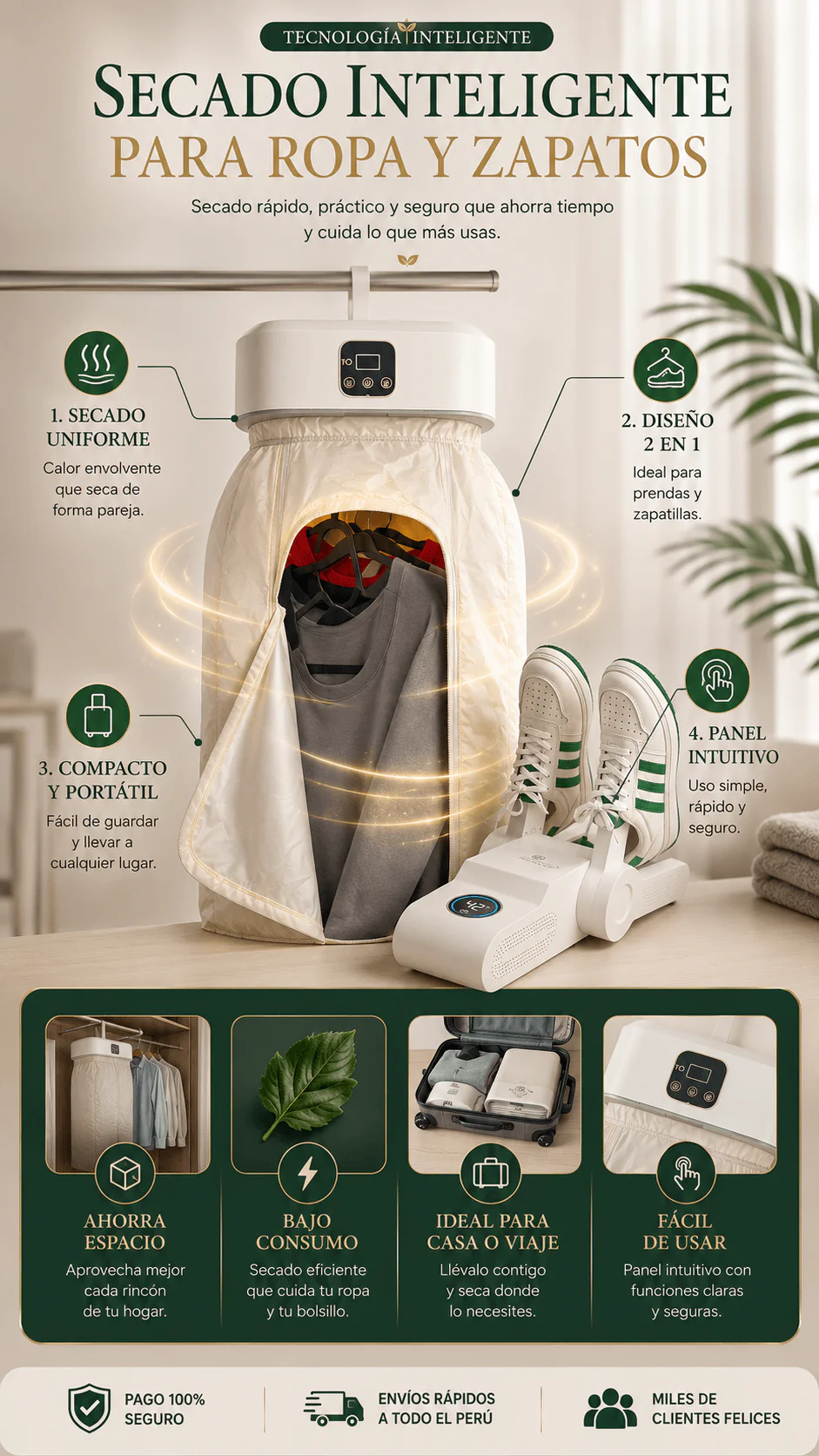 Pack Secadora Portátil para Ropa + Secador Eléctrico de Zapatos DryGo Duo®